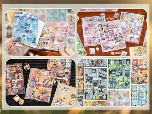 Japanese Retro Sticker Book, 800 Cartoon Stickers Book with Art Coated Paper Creative Activity Stickers for Adults, DIY Scrapbooking Phone Cases Laptops Party Gifts (Four Season Radio) - Image 7