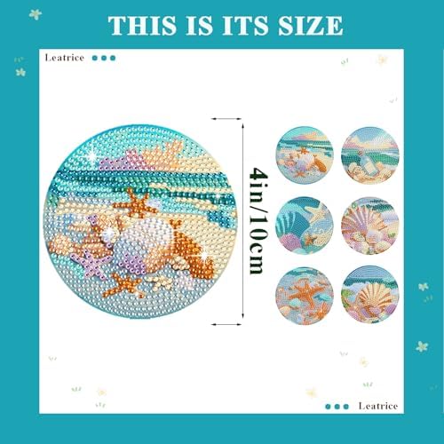 Leatrice 6 pcs Diamond Art Coasters Small Diamond Painting Kits for Adults - Image 3