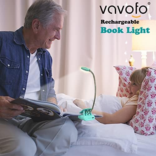 VAVOFO Clip On Book Light for Bed Kids, 7 LED Reading Light with 9-Level Warm Cool White Daylight, Eye Care Lamp with Power Indicator for Bookworms (Blue) - Image 6