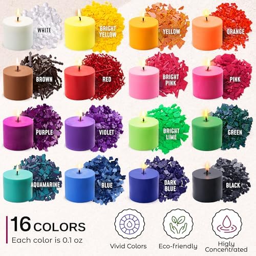 Candle Dye for Soy Wax – 16 Colors Wax Dye Chips for Candle Making - Image 2