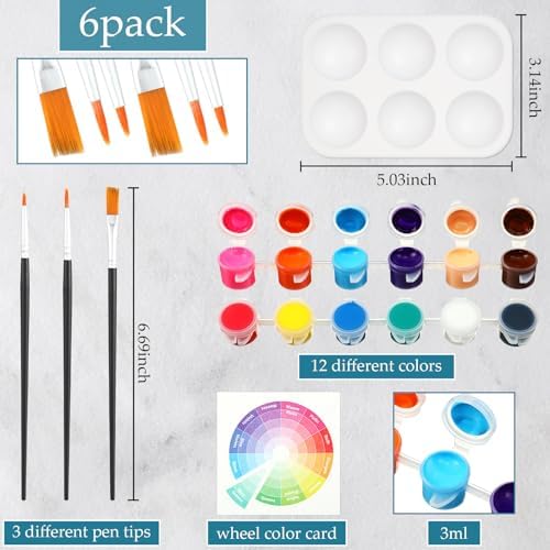 Dinifee 6 Pack Pre Drawn Canvas for Painting Pre Printed Canvas Kit 8 x 10 Inch Stretched Cotton Paint and Sip Set for Adults Couple Party Graduation Summer Date Night(Scenery) - Image 4
