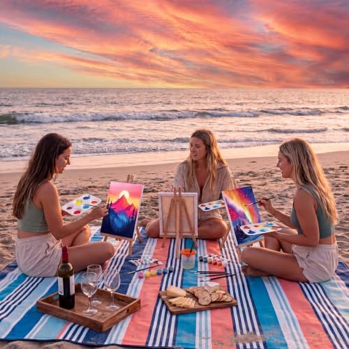 Ctosree 12 Pack Paint and Sip Kit Pre Drawn Canvas, Vivid Sunset, 10x8'' - Image 6