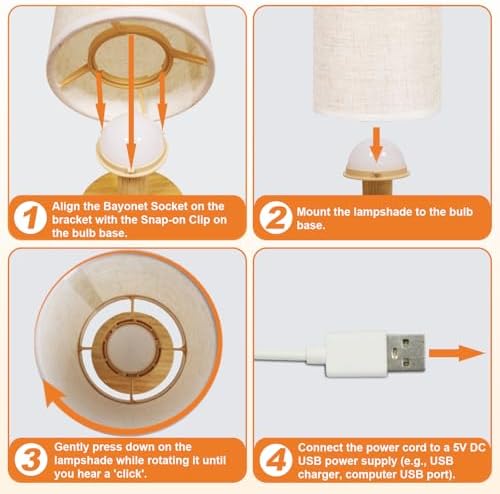 Touch Bedside Table Lamp with Stepless Dimming, USB Powered - Image 7