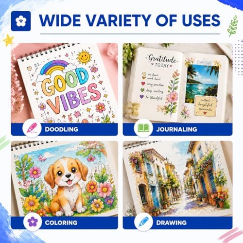 Acrylic Gel Pens for Coloring, 10 Blue Gel Pens with A5 Sketchbook - Image 6