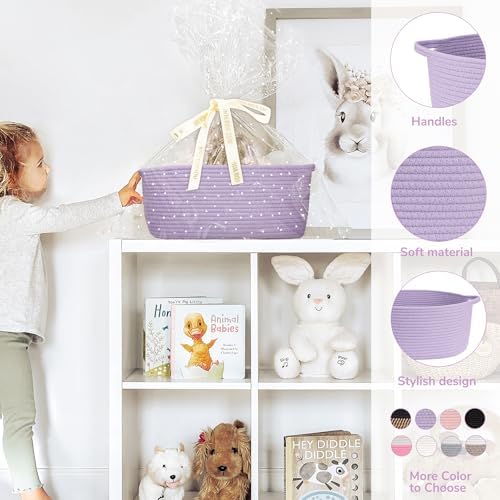 CHICVITA Large Gift Basket Empty with Bags & Ribbon for Baby Shower, Purple - Image 3
