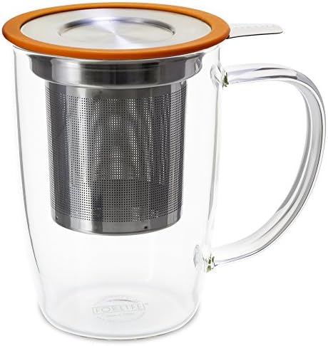 FORLIFE NewLeaf Glass Tea Mug with Infuser and Lid, 16 oz., Orange - Image 2