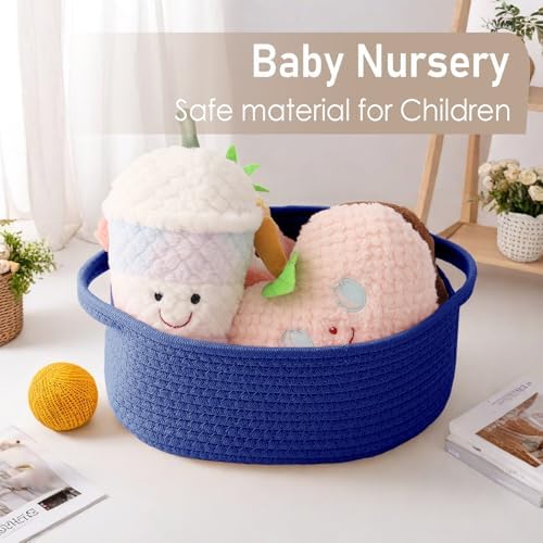 JMvicyroam Small Woven Basket, Empty Gift Basket, Navy Blue/1 Pack - Image 5
