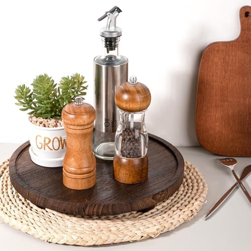Round Decorative Tray Farmhouse Kitchen Decor Soap Dish, 11" Dark Brown - Image 4