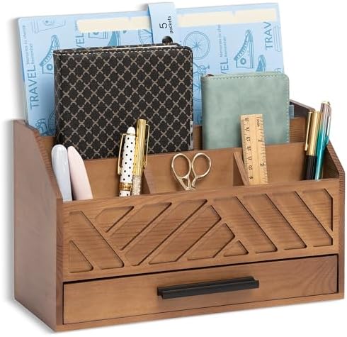 Desk Organizer with Drawer, Countertop Bill Mail Organizer and File Storage by dreampossible