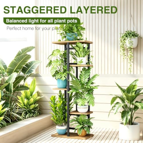 LINZINAR Plant Stand Indoor 5 Tier Metal Corner Tall Flower Shelf - Image 4