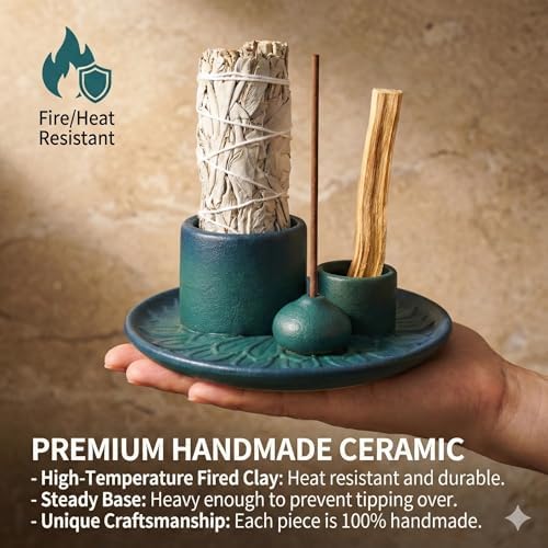 Ceramic Palo Santo and Sage Incense Holder, Blue - Image 4