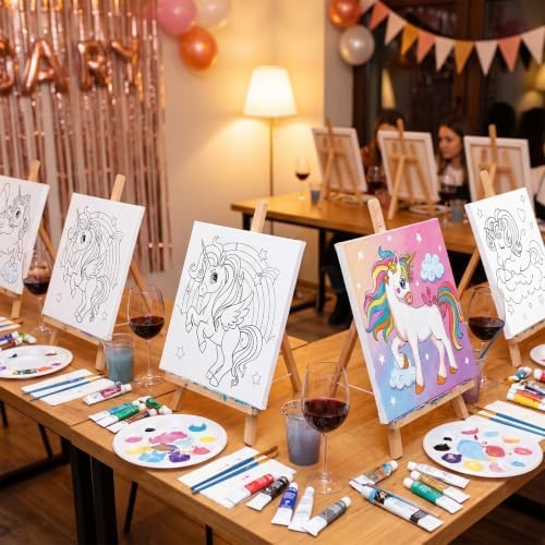 Sherr 12 Pcs Pre Drawn Canvas for Adults, Unicorn, 8 x 8 Inch - Image 2
