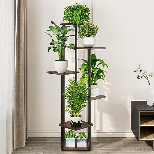 AZERPIAN 6 Tier Tall Plant Stand Indoor Corner Tiered Shelf Metal MDF Board - Image 3