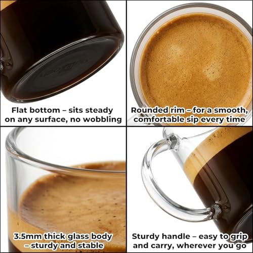 Aquach 12oz Glass Mugs Set of 4, Clear Borosilicate Cups with Handle - Image 5