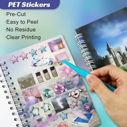 TikTok Viral Dreamcore Sticker Book– Japanese Retro Sticker Book with 30 Unique Pages, 9 Shiny, 12 Matte & 9 Smooth Sheets, Scrapbook Book for Journaling, DIY, Laptop & Phone Decoration（Dreamcore 3） - Image 4
