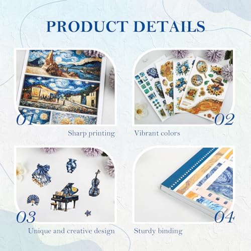 Vintage Art Sticker Book for Scrapbooking Junk Journal, 20 Sheets Collage Kit for Journaling Supplies with Washi PET and Paper Stickers for Adults Teens DIY Crafts, A5 Size - Image 4