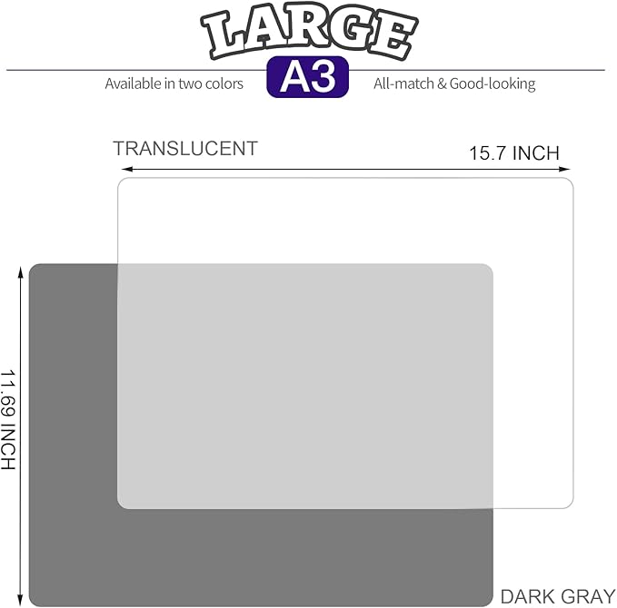 LEOBRO Silicone Mat for Resin Molds, 2 PCS 15.7" x 11.7" Playdough Mat, Silicone Mats for Crafts, Jewelry Resin Molds Mats, for Resin, Clay, Paint, Dark Gray & Clear