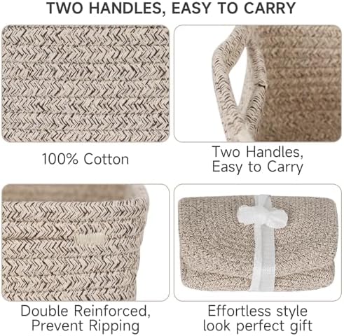 3 Pack Small Storage Baskets for Organizing, 11.8×7.8×5.1", Mixed Brown - Image 5