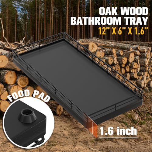 Bathroom Vanity Tray for Countertop, 12" x 6" Oak Wood Toilet Tank Tray - Image 3