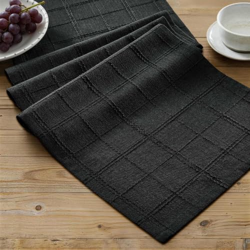 ZeeMart Linen Checked Farmhouse Table Runner, 13x72 Inches Black by ZEEMARTONLINE