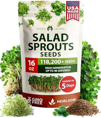 HOME GROWN Sprouting Seeds Mix 118,200 Microgreen Seeds 16 oz Resealable by HOMEGROWN
