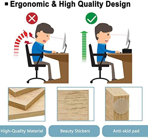 TEAMIX 2-Pack Monitor Stand Riser 20 inch, Wood Desk Computer Shelf, Maple - Image 4