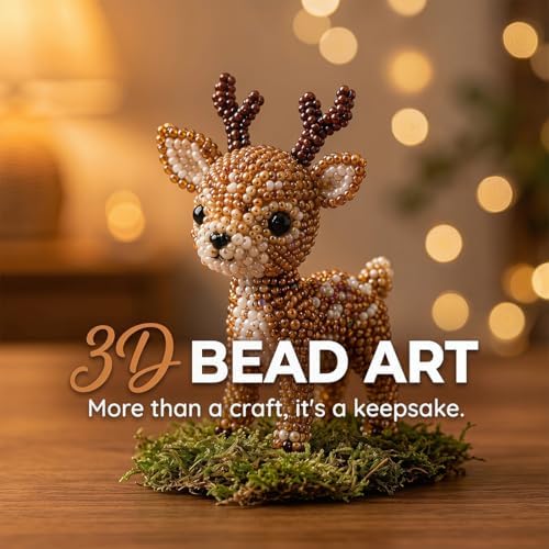 LSMARZJZ 3D Beaded Animal Kit for Adults & Beginners, Complete Bead Embroidery Kit for DIY Crafting and Stress Relief, for Desktop Home Decor and Thoughtful Gifts, with Instructions (Set E) - Image 2