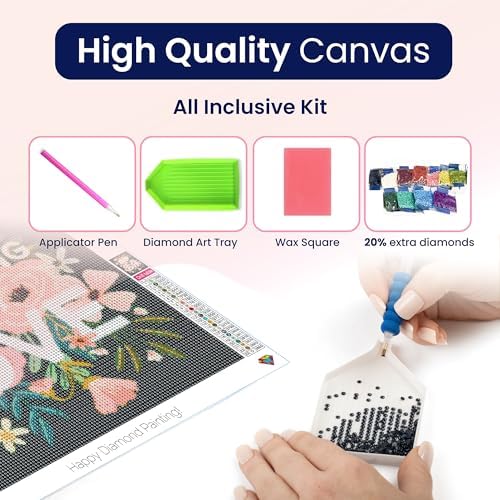 Flowers Diamond Art Kit for Adult Do Everything with Love 5D Painting 12x16 - Image 5