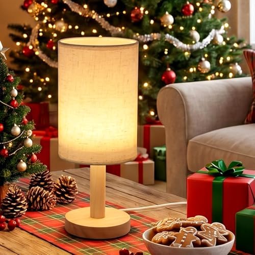 Small Table Lamp Set of 2, Round Tall Bedside Lamps - Image 5