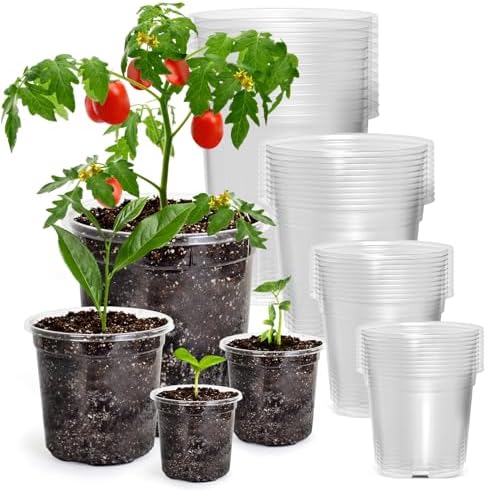 Bluepro Clear Nursery Pots with Drainage Holes, 3.5/4/5/7 Inch, 36-Pack by Bluepro