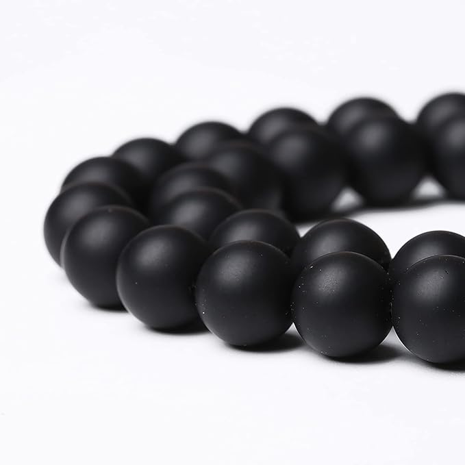 32pcs 12mm Matte Natural Black Agate Onyx Beads Round Loose Beads for Jewelry Making DIY Bracelets Crystal Energy Healing Power Stone (12mm, Matte Black Agate)