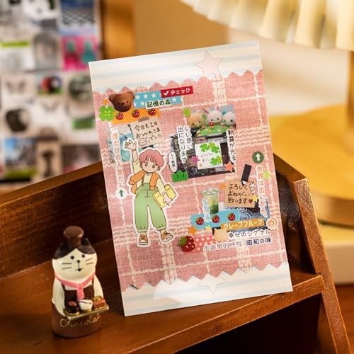 Retro Sticker Book Japanese Style Aesthetic Die Cut Stickers for Journaling Scrapbooking Kawaii Deco 4.1x5.7 Inches 27 Sheets - Image 5
