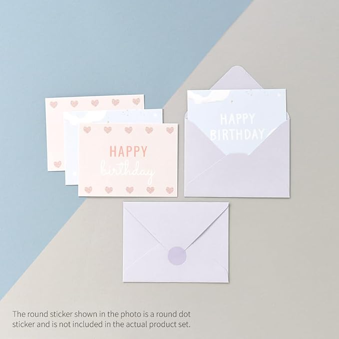 Monolike Day by Day Card, 107 Happy Birthday Sparkle - Mix 48 Mini Single cards, 24 envelopes Package