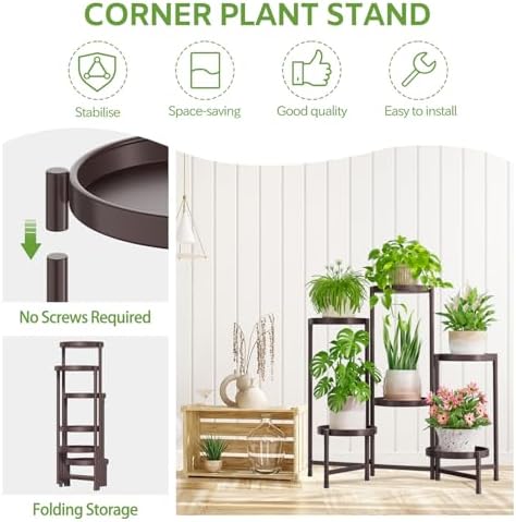 iDavosic.ly 6 Tier Large Plant Stand Indoor Outdoor, 10 Inch Tray, Bronze - Image 5