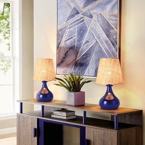 Ziqqeelam Navy Blue Small Table Lamp Touch Control, Farmhouse Bedside Lamps for Nightstand, Vintage Small Table Lamps for Small Spaces for Bedroom, Kitchen Counter, End of Table, Office - Image 7