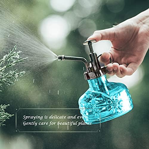 XXXFLOWER Glass Plant Mister Spray Bottle for Indoor Plant Spritzer Succulent Watering Bottle Tall Vintage Style with Bronze Plastic Top Pump - Image 5