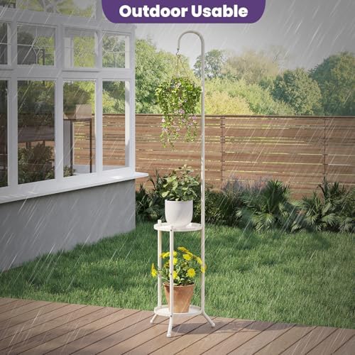 Hanging Plant Stand,Plant Shelf Outdoor Indoor Plant Rack,White - Image 3