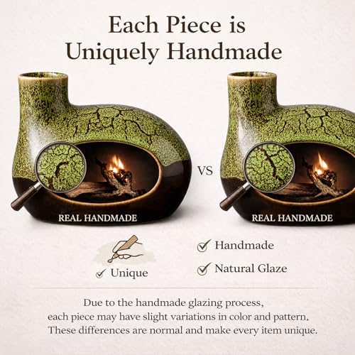 Handcrafted Ceramic Palo Santo Holder – Artistic Incense Burner for Meditation, Mindfulness and Zen Home Decor – Wabi-Sabi Style Cone Sculpture, Gift for Yoga, Relaxation & Aromatherapy (Green) - Image 6