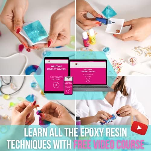 MODDA Epoxy Resin Kit with Video Course, Includes Color Pigment, Silicone molds, Necklace Cord, Earring Hooks for Jewelry Making, Epoxy Resin Starter Kit for Beginners, Adults,Complete Craft Set - Image 2