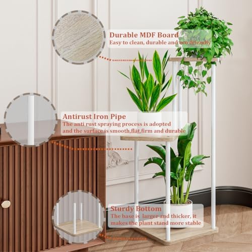 AZERPIAN Plant Stand Indoor Corner Tiered Plant Shelf 3 Tier Metal MDFBoard - Image 4