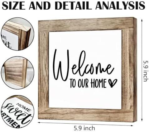 Welcome Sign, Wooden Box Signs for Home Decor, Farmhouse Decor for Entryway, Front Door Decors, Porch Decors, Housewarming Tabletop sign, Welcome To Our Home (C4) - Image 2