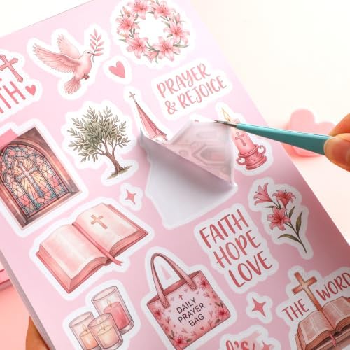500+ Christian Stickers Book for Scrapbooking,Religious Bible Verse Sticker Book, Religious Scrapbook Journaling Planner, Bible Study Prayer Vision Board Supplies for Women - Image 7