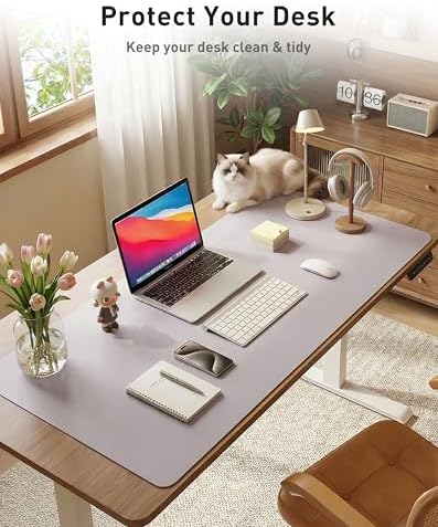 Aothia Faux Leather Desk Mat - Large Mouse Pad, Non-Slip PU Leather Blotter, Waterproof Writing Surface for Office and Home (Smoky Lavender, 42" x 17") - Image 3