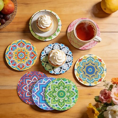 Leatrice Mandala Diamond Art Coasters Set Diamond Painting Kits for Adults - Image 7