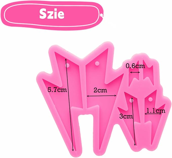 Lightning Shape Resin Earring Mold Silicone Resin Jewelry Molds 4-Cavity Epoxy Resin Casting Molds for Women Earring Crafts DIY Necklace Pendant Resin Mold