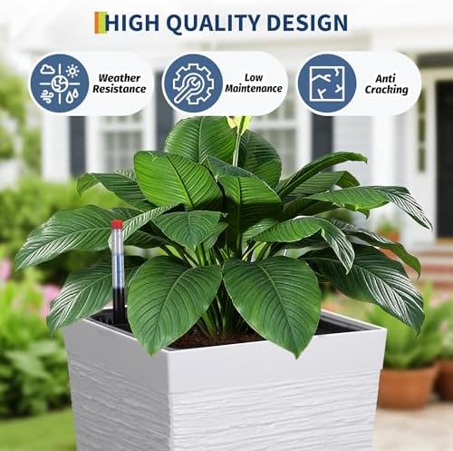 Garvee 22.5" Tall Outdoor Planters Set of 2, Self Watering Tall Planters - Image 2