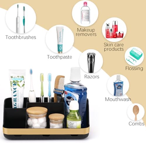 GFWARE Gold Toothbrush Holders for Bathrooms Countertop Organizer - Detachable 7 Slots Electric Toothbrush and Toothpaste Holder, Kids Organization and Storage, Restroom Accessories Vanity Stuff - Image 5