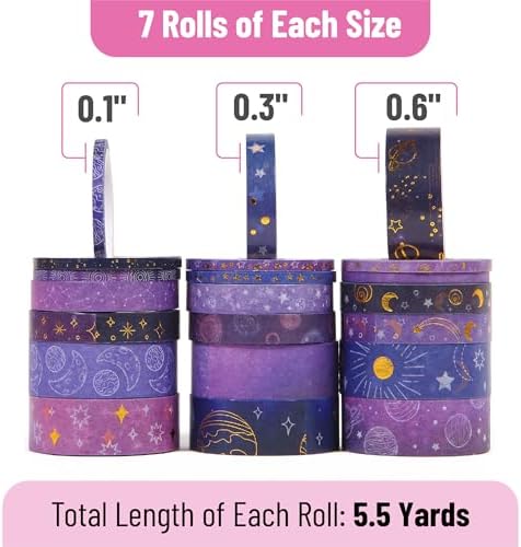Mr. Pen- Washi Tape Set, 21 Rolls, Assorted Sizes, 5.5 Yards/Roll - Image 4