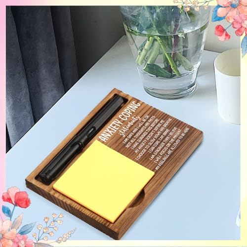 Positive Energy Office Gifts for Women, Positive Energy Gift, Positive Energy Desk Decor Thank You Gifts for Therapy, Wooden Notepad Pen Holder With Appreciation Quotes,16.5 x 12 x 1.5 cm,XXN22 - Image 4