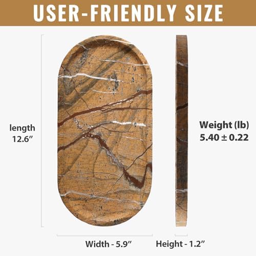 Koville Indian Natural Marble Decorative Tray, 12"x6" - Countertop Organizer, Catchall for Perfume, Candles, Jewelry - Image 2